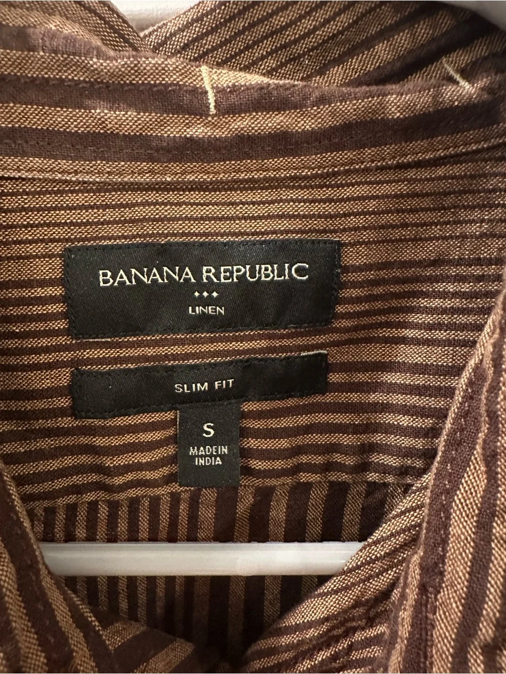 Banana Republic Brown Striped Short-Sleeve Button-Down Shirt